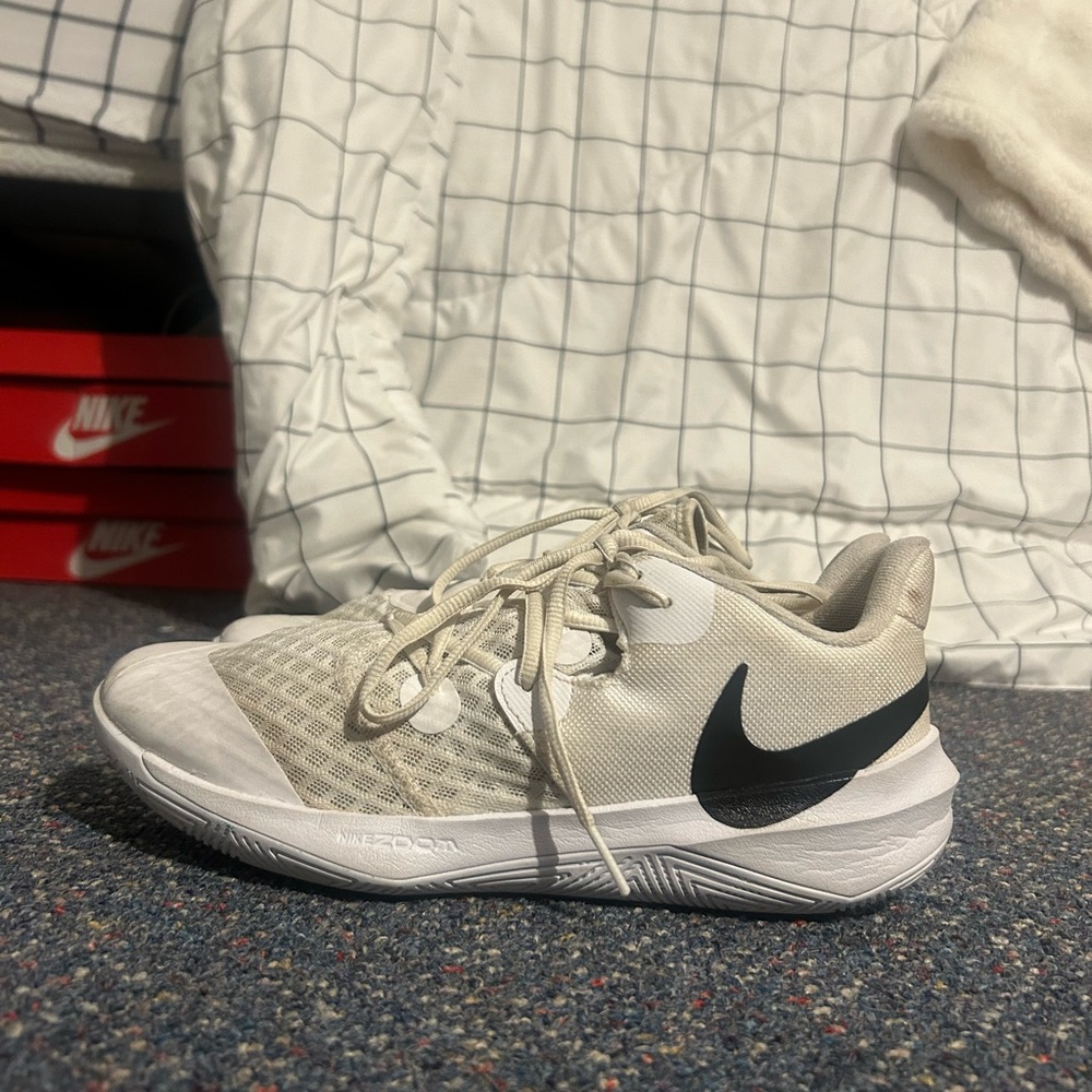 White and black volleyball shoes